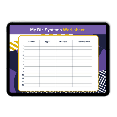 Biz System Worksheet