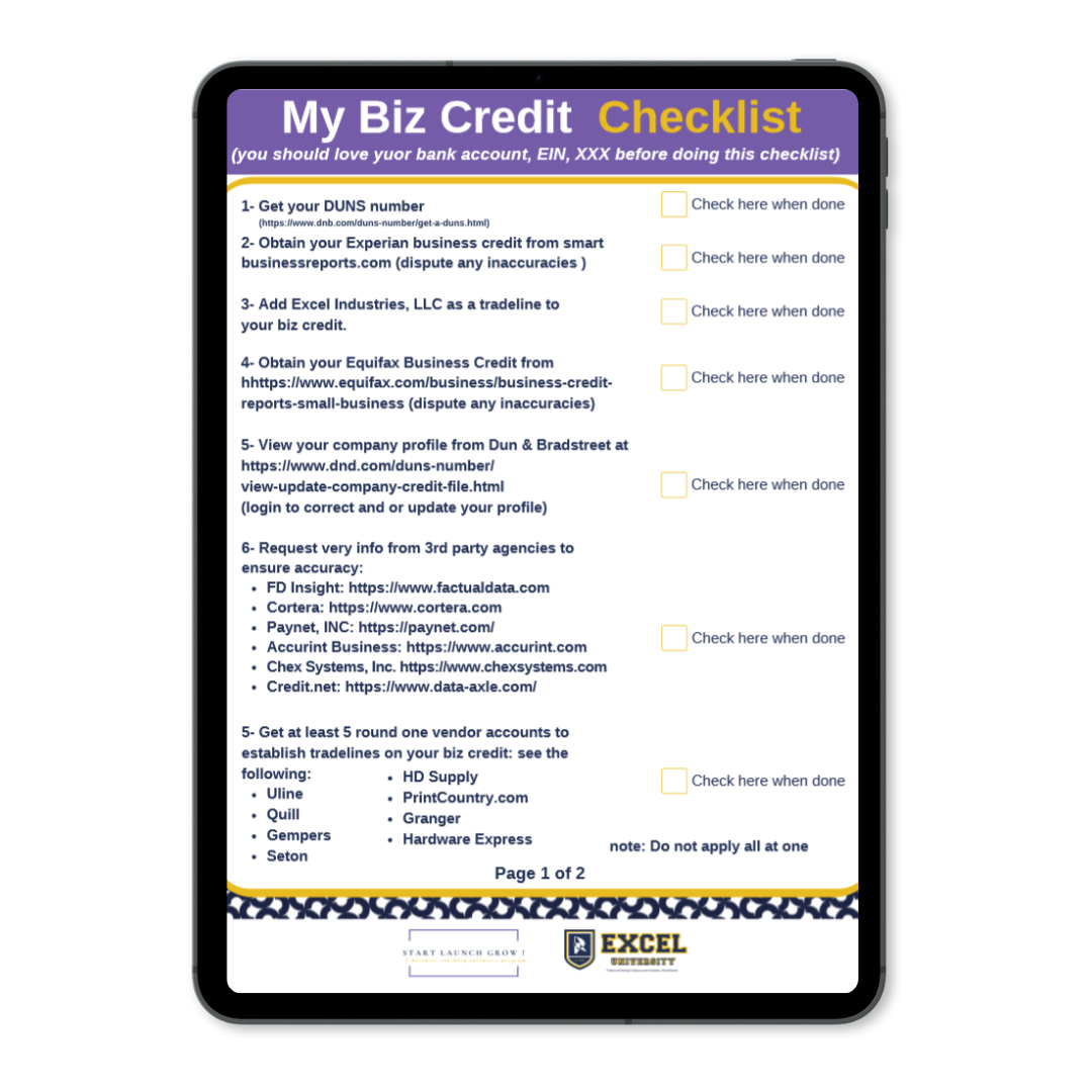 My Biz Credit Checklist