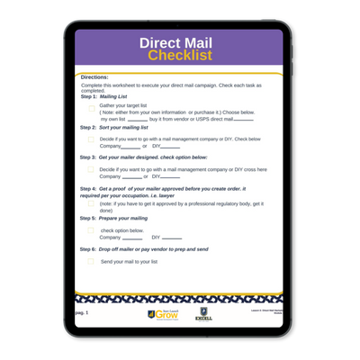 Direct Mail Worksheet
