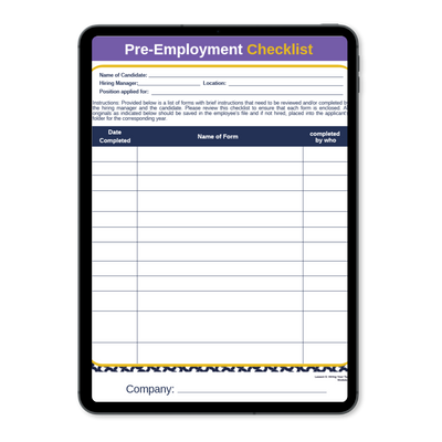 Pre-Employment Checklist
