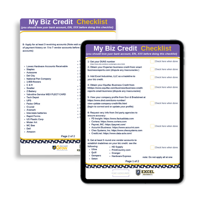 My Biz Credit Checklist