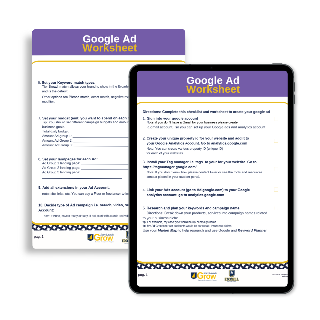 Google Ads Worksheet