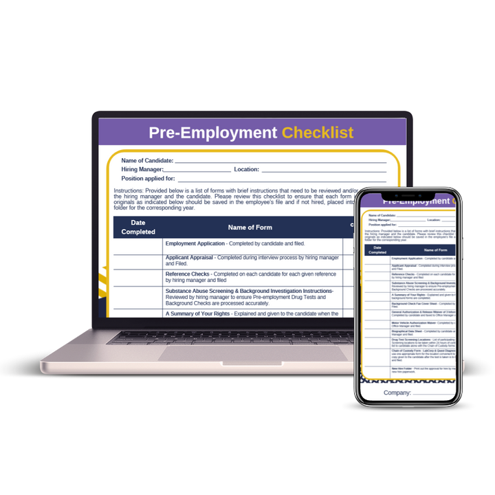 Pre-Employment Checklist | Excell Official Shop – Shop Excell